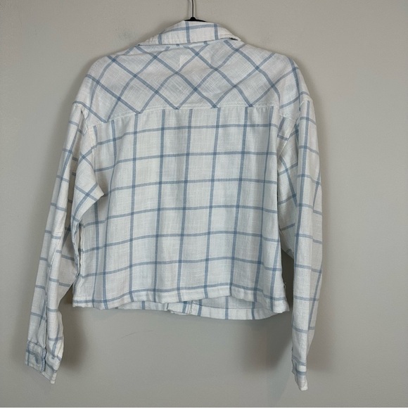 Ashley | White and Blue Plaid Button Front Shacket Jacket Size Medium - Picture 5 of 5